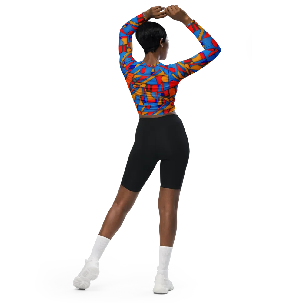 Colorblock Current on Long Sleeve Crop Top — Back