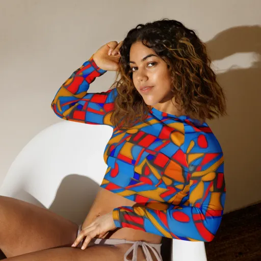 Colorblock Current on a Long Sleeve Crop Top