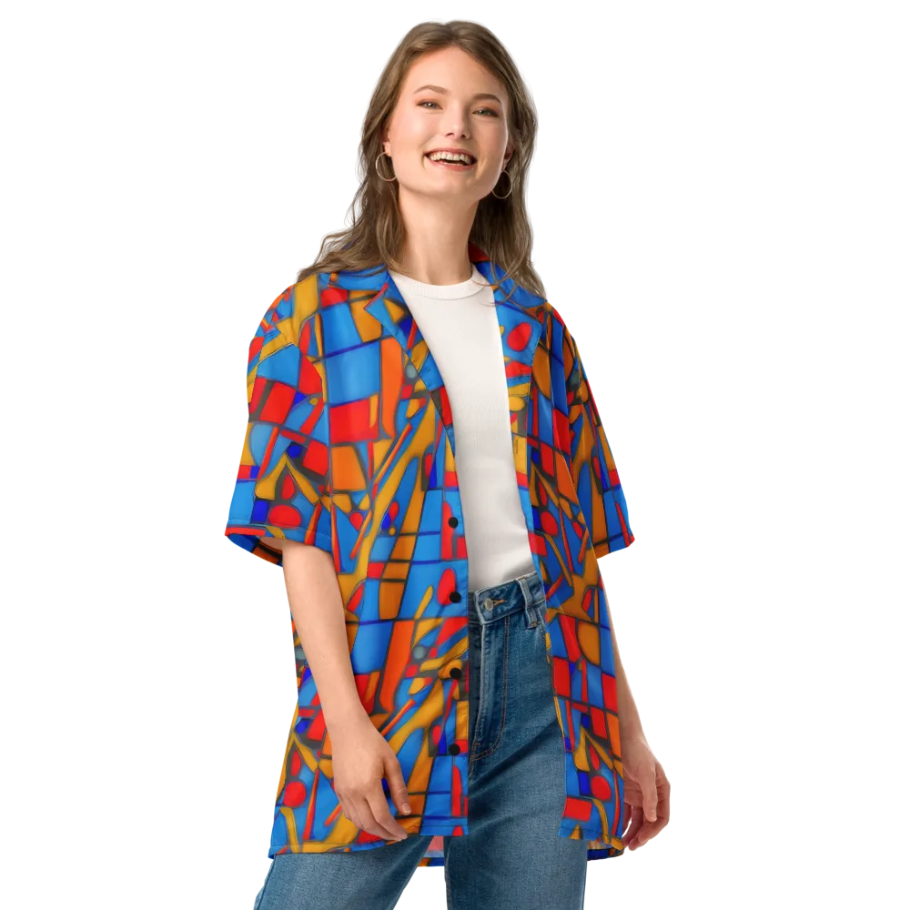 Colorblock Current on Button Shirt — Front