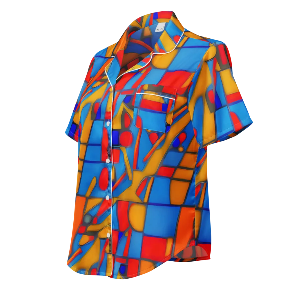 Colorblock Current on Women's Short Sleeve Pajama Top — Left Front