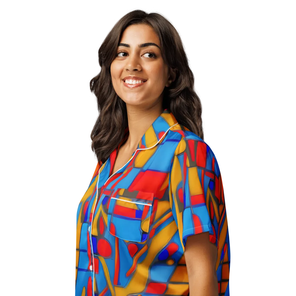 Colorblock Current on Women's Short Sleeve Pajama Top — Left Front
