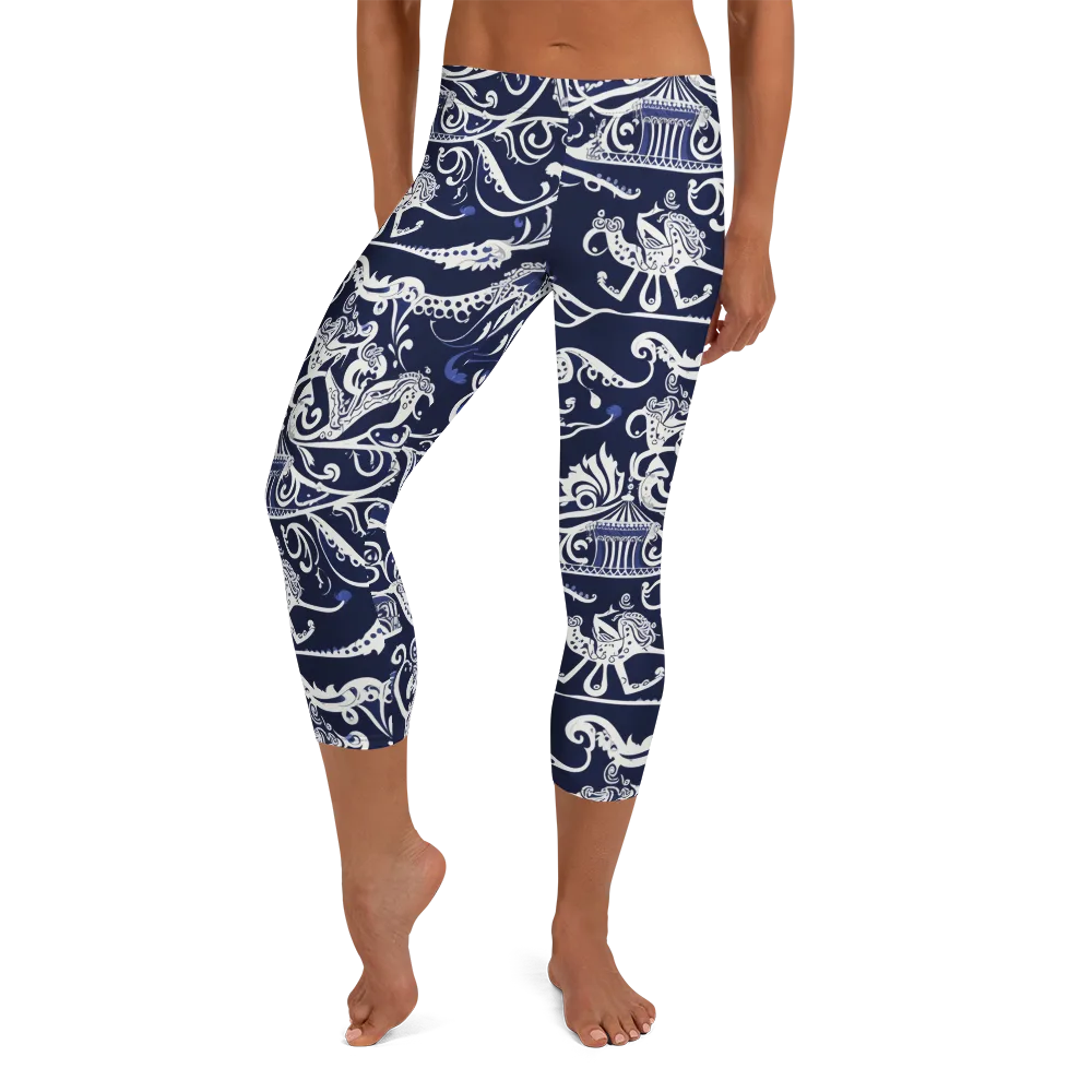 Navy Circus on Capri Leggings — Front