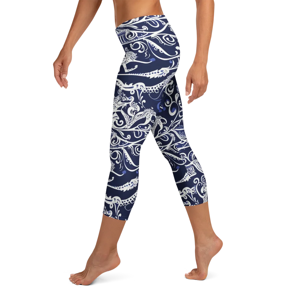 Navy Circus on Capri Leggings — Left