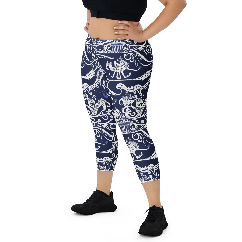 Navy Circus on Capri Leggings — Front