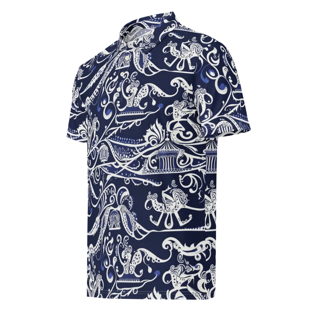 Navy Circus on Men's Slim Fit Polo Shirt — Left Front