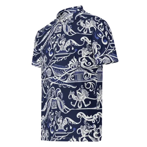 Navy Circus on a Men's Slim Fit Polo Shirt