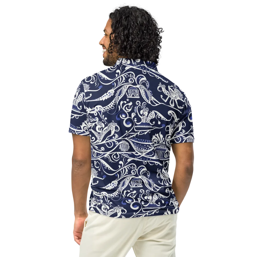 Navy Circus on Men's Slim Fit Polo Shirt — Back
