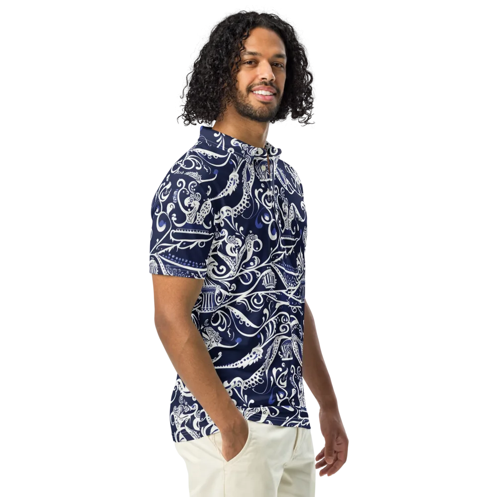 Navy Circus on Men's Slim Fit Polo Shirt — Right Front