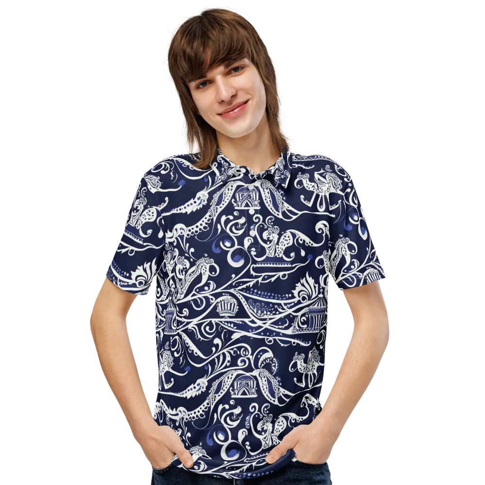 Navy Circus on Men's Slim Fit Polo Shirt — Front