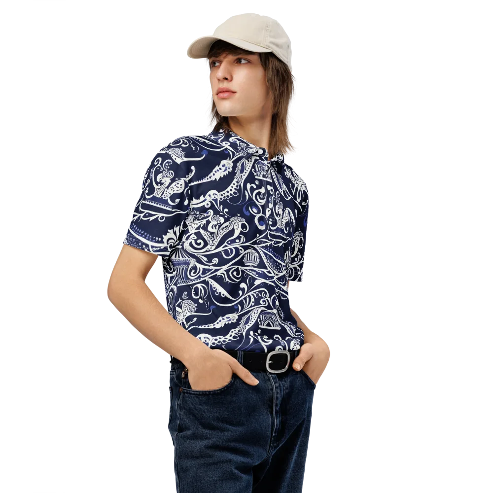 Navy Circus on Men's Slim Fit Polo Shirt — Right Front