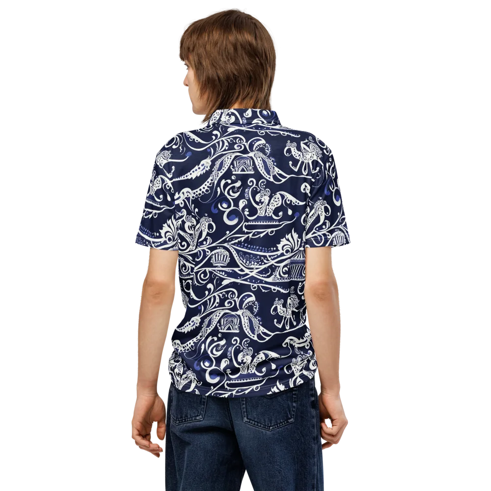 Navy Circus on Men's Slim Fit Polo Shirt — Back
