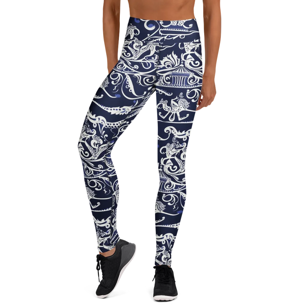 Navy Circus on Yoga Leggings — Front