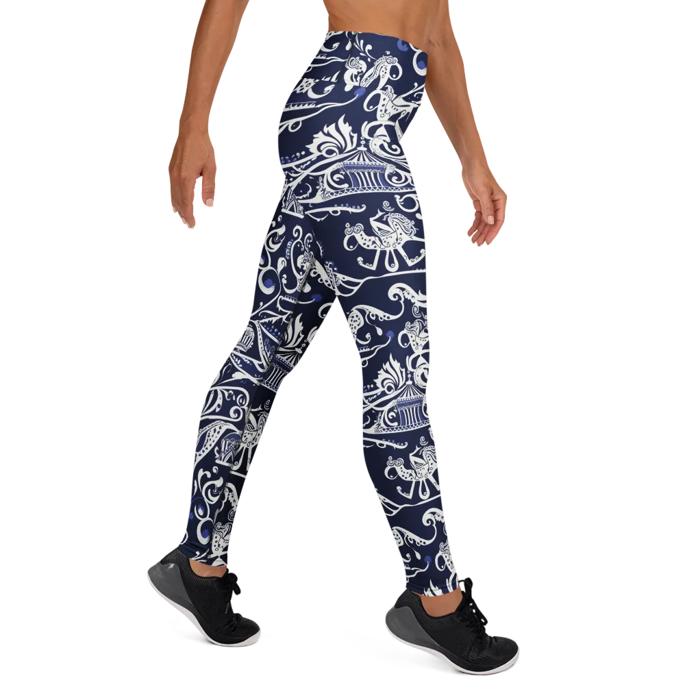 Navy Circus on Yoga Leggings — Right
