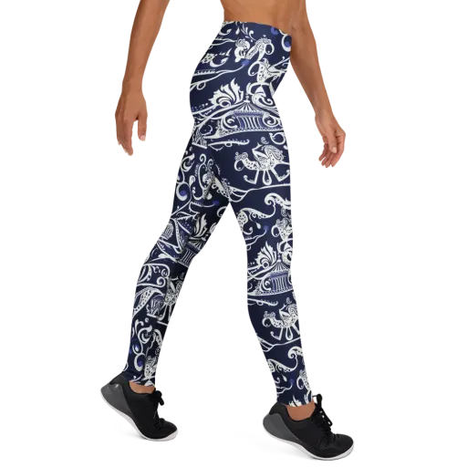 Navy Circus on a Yoga Leggings