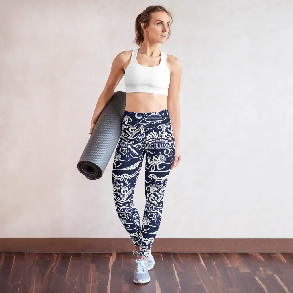 Navy Circus on Yoga Leggings — Front