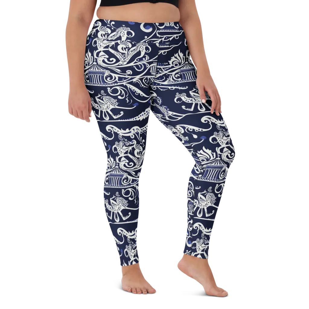 Navy Circus on Yoga Leggings — Front