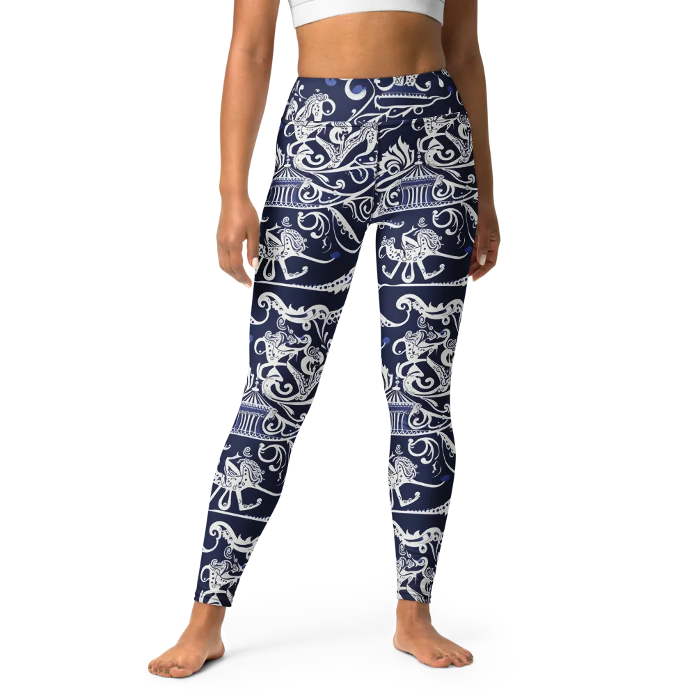 Navy Circus on Yoga Leggings — Front