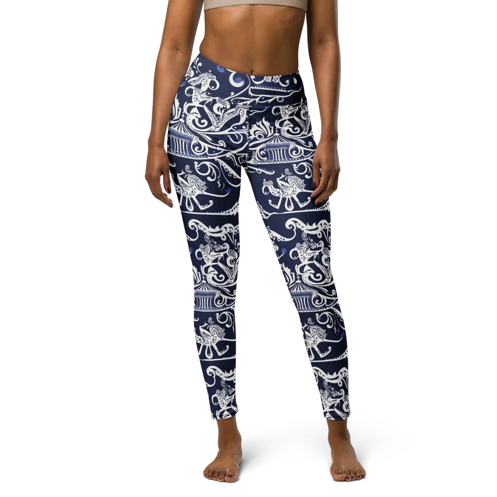 Navy Circus on Yoga Leggings — Front
