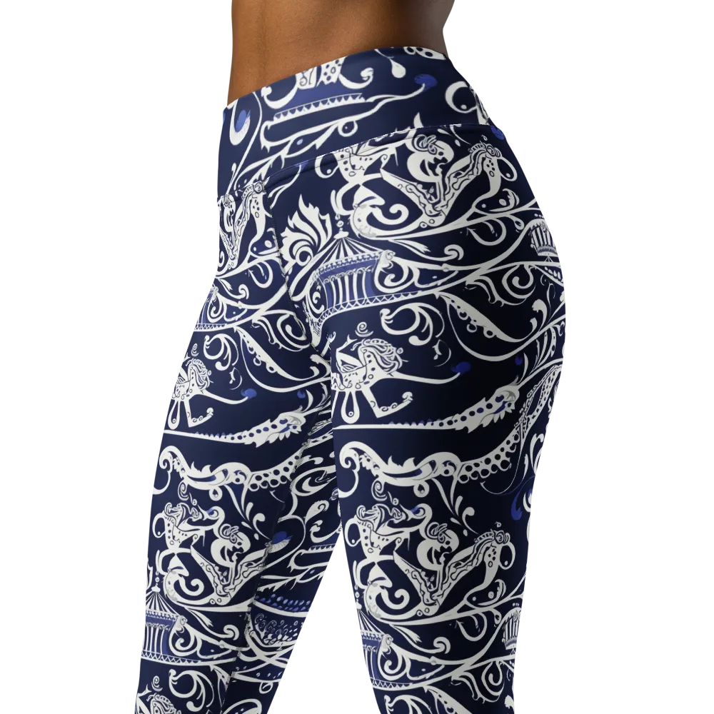 Navy Circus on Yoga Leggings — Left Front