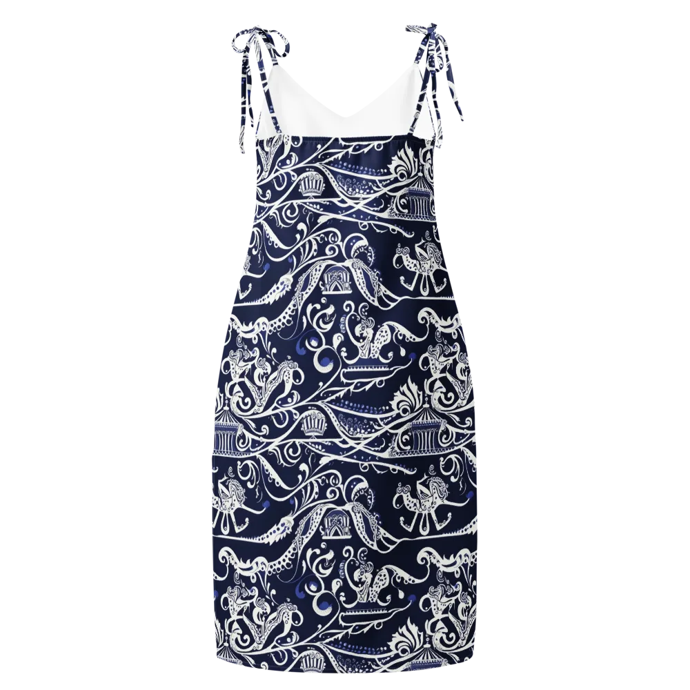Navy Circus on Slip Dress — Back