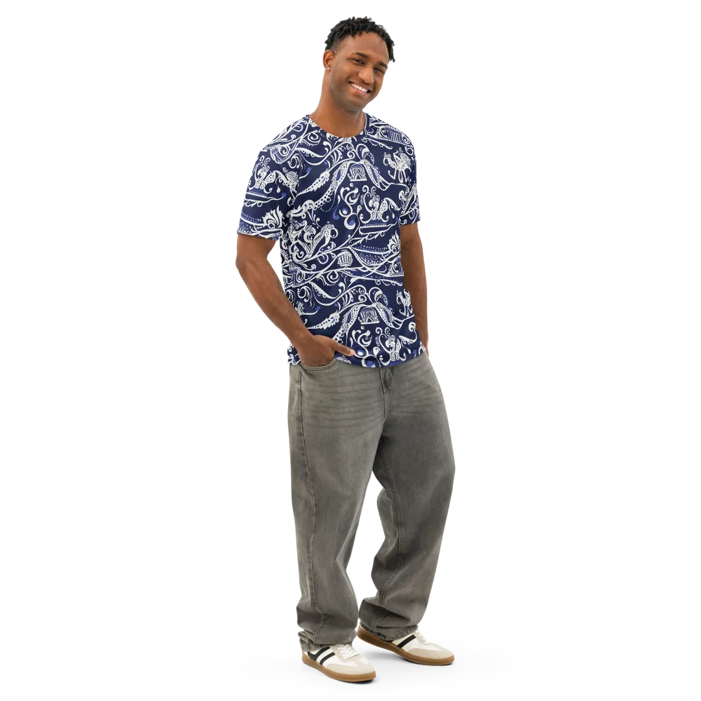 Navy Circus on Men's Cotton Crew Neck T-Shirt — Right Front