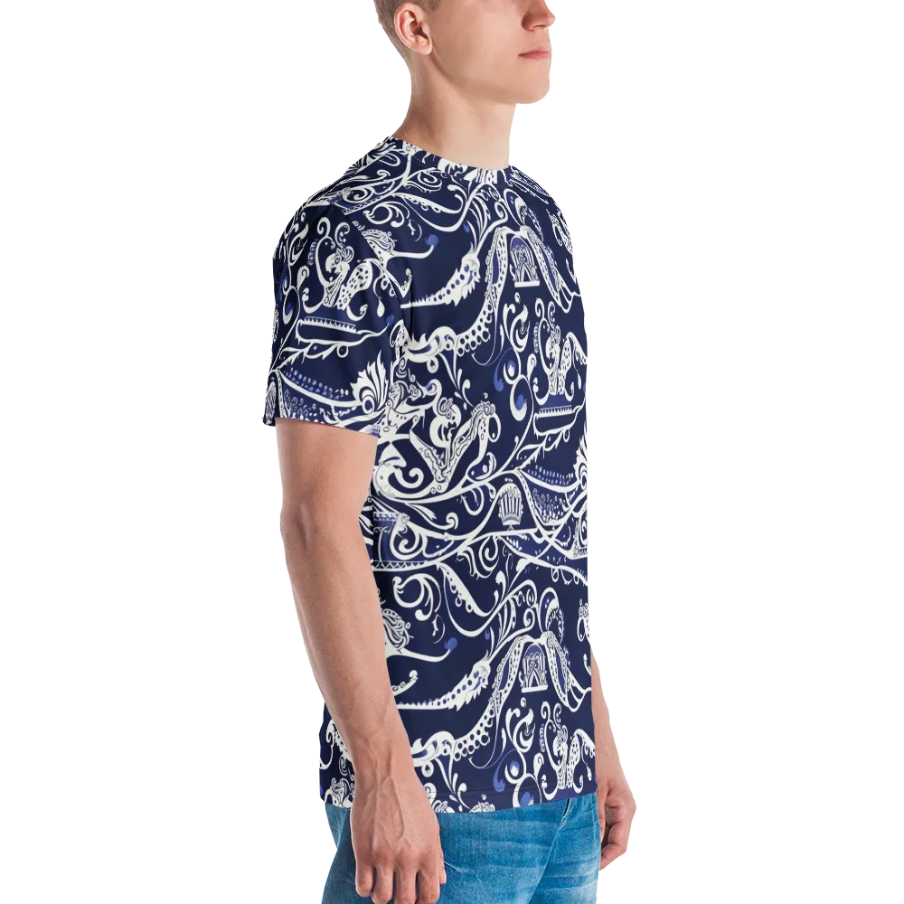 Navy Circus on Men's Crew Neck T-Shirt — Right