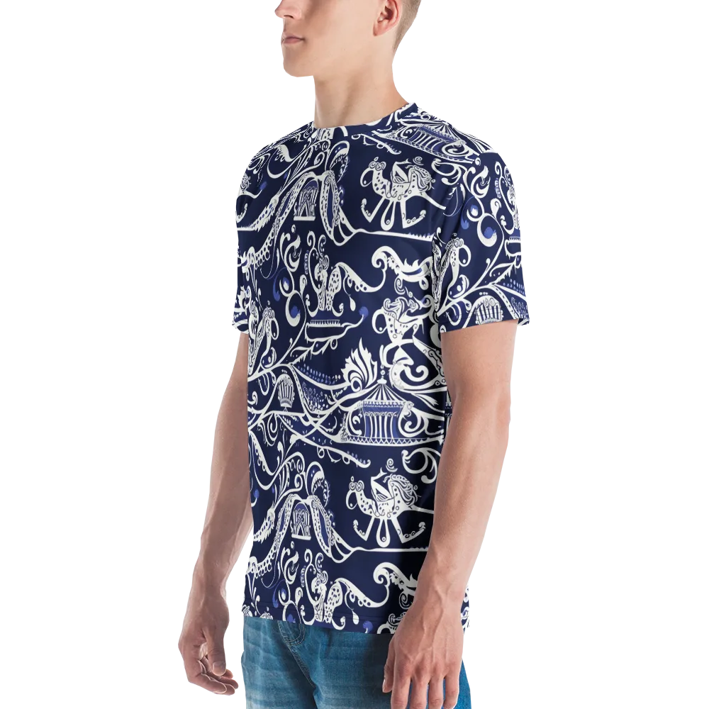 Navy Circus on Men's Crew Neck T-Shirt — Left