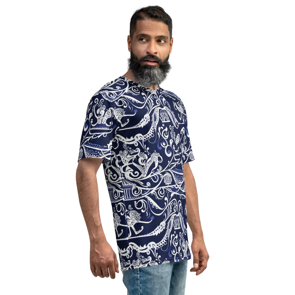 Navy Circus on Men's Crew Neck T-Shirt — Right