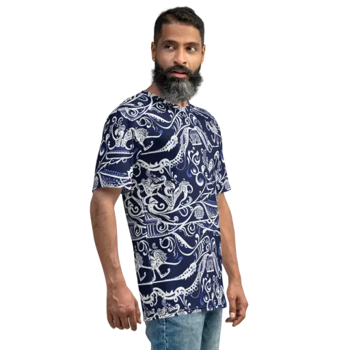 Navy Circus on a Men's Crew Neck T-Shirt