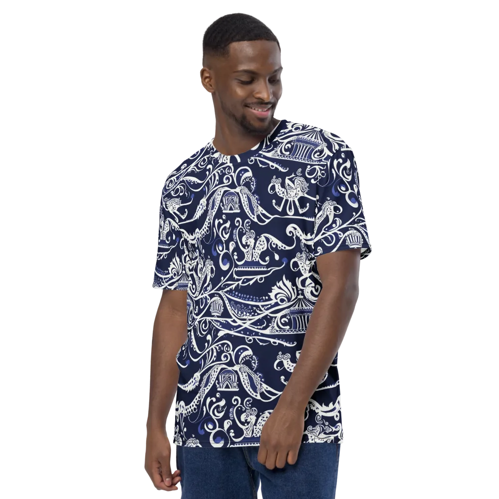 Navy Circus on Men's Crew Neck T-Shirt — Left