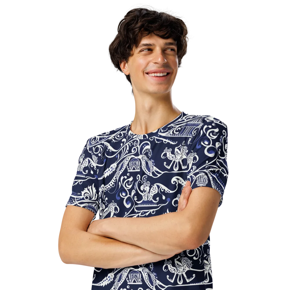 Navy Circus on Men's Crew Neck T-Shirt — Left Front