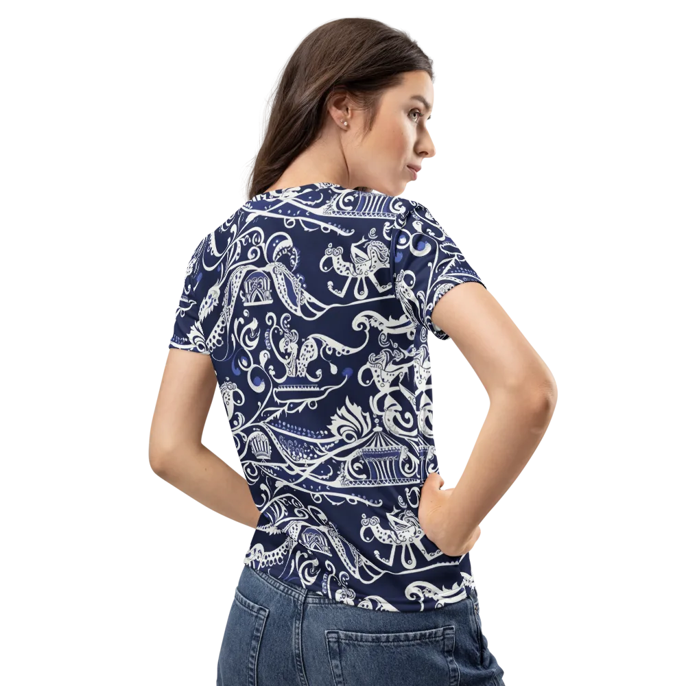 Navy Circus on Women's Crew Neck T-Shirt — Back