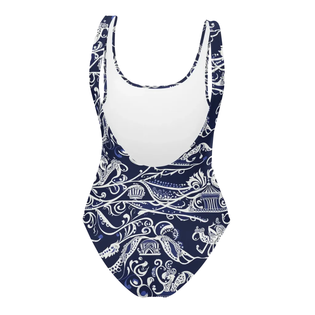 Navy Circus on One-Piece Swimsuit — Back