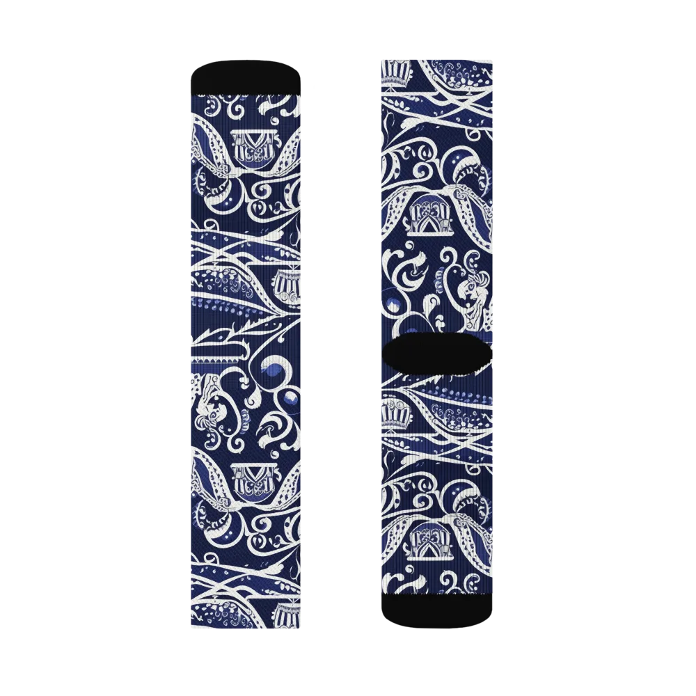 Navy Circus on Socks — Left Sock