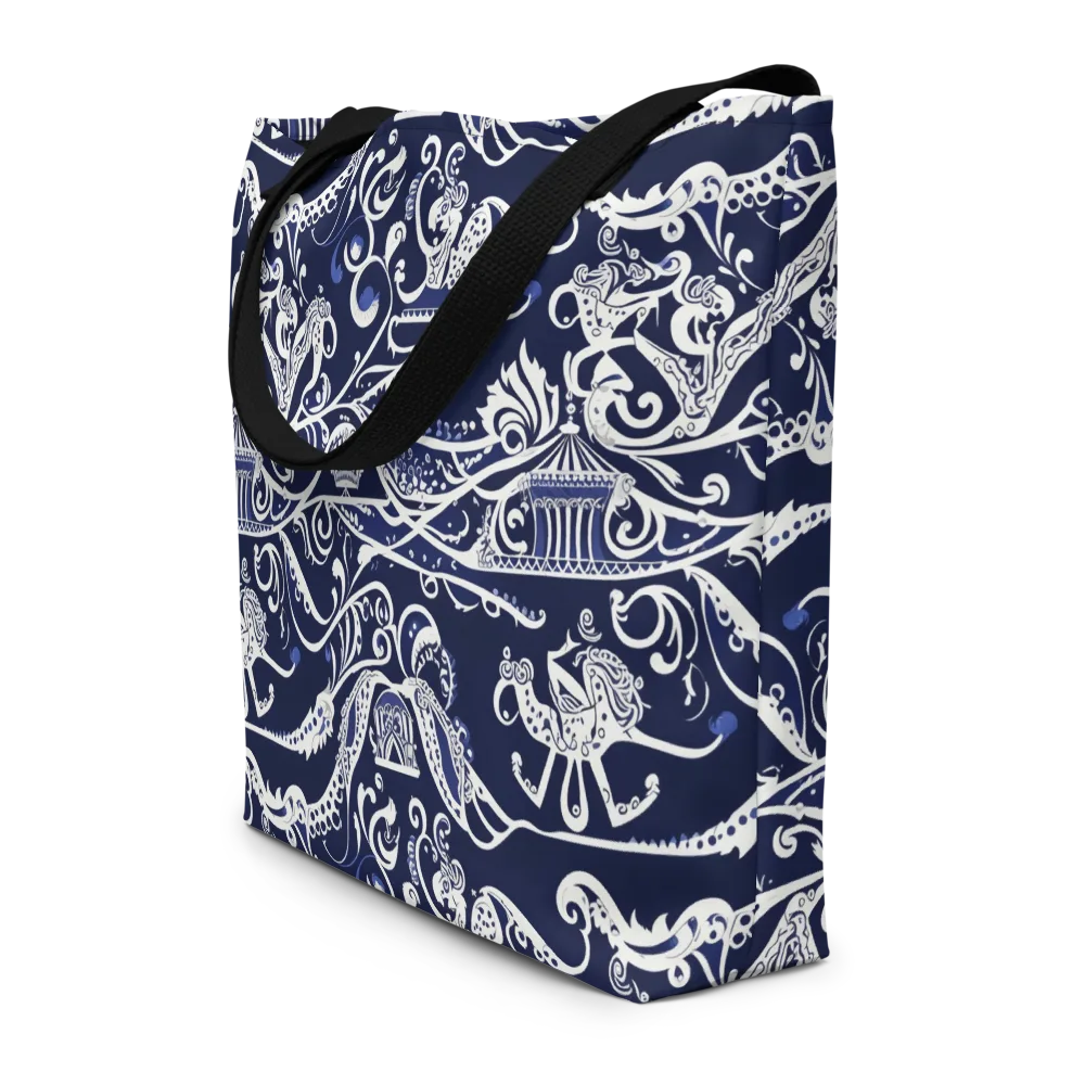 Navy Circus on Large Tote Bag W/ Pocket — Front