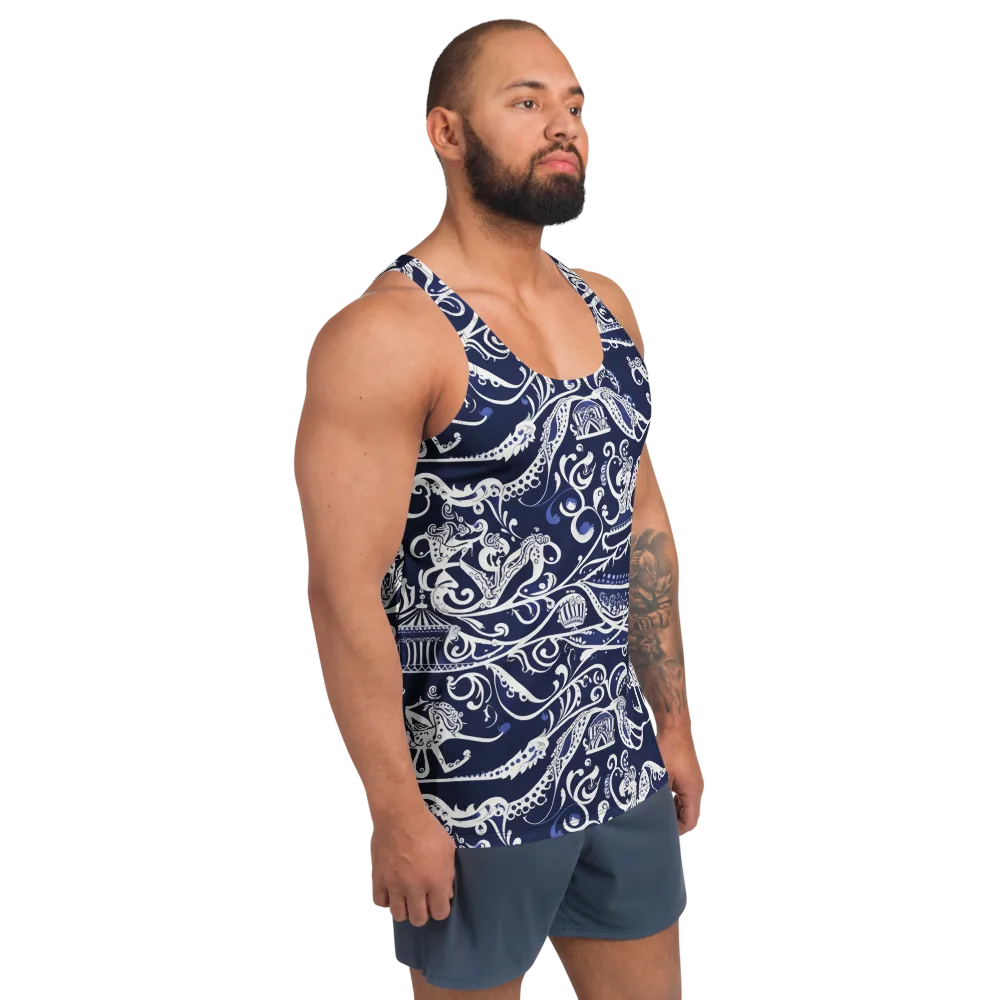 Navy Circus on Men's Tank Top — Right Front