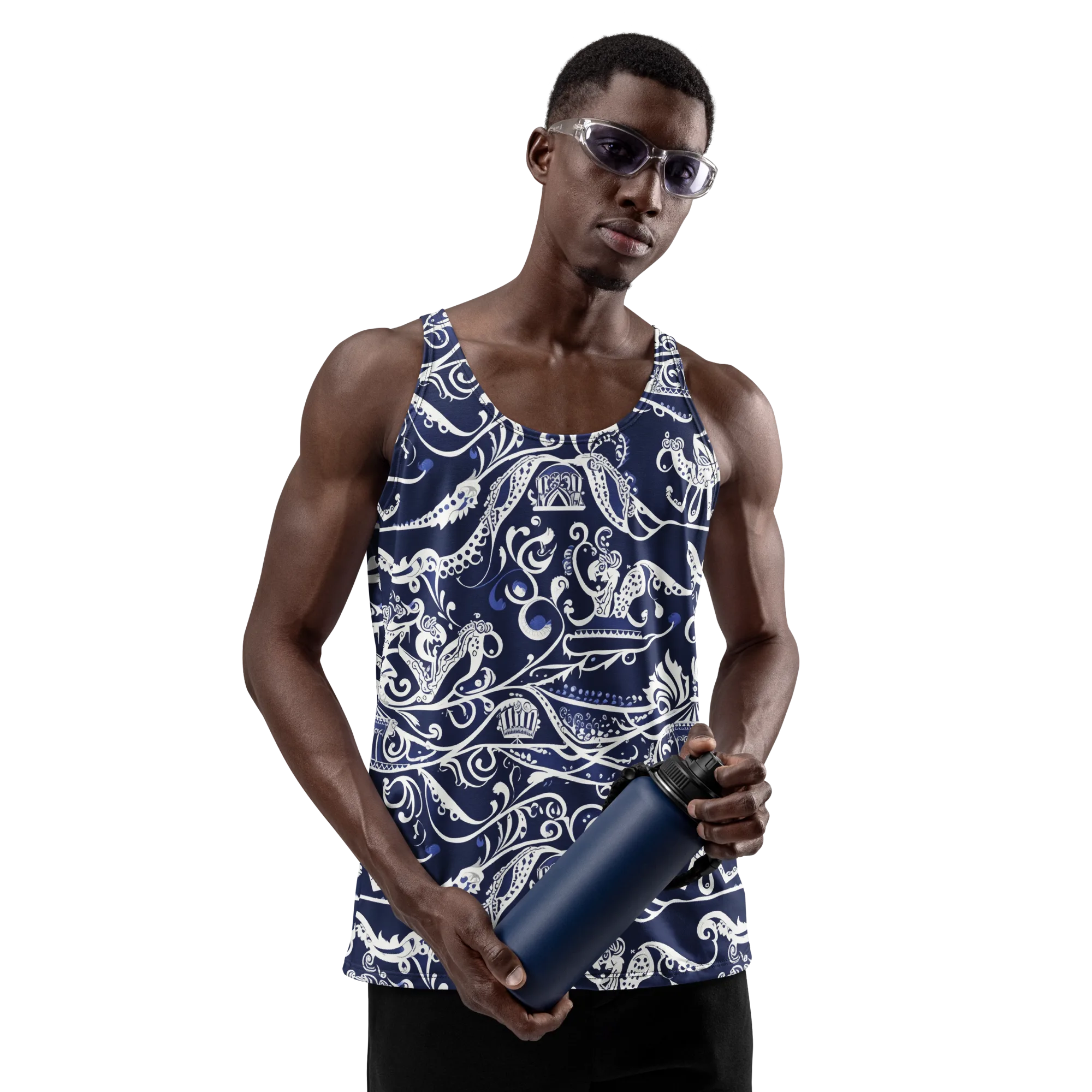Navy Circus on Men's Tank Top — Front