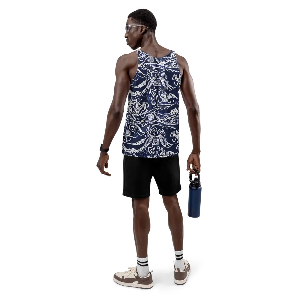 Navy Circus on Men's Tank Top — Back