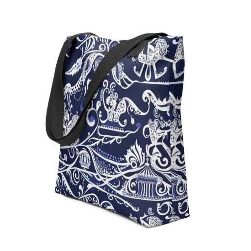 Navy Circus on a Tote Bag