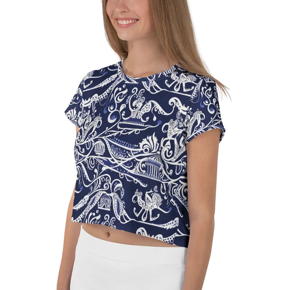 Navy Circus on Crop Tee — Left