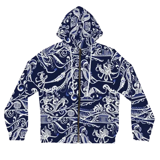 Navy Circus on a Women's Full-Zip Hoodie