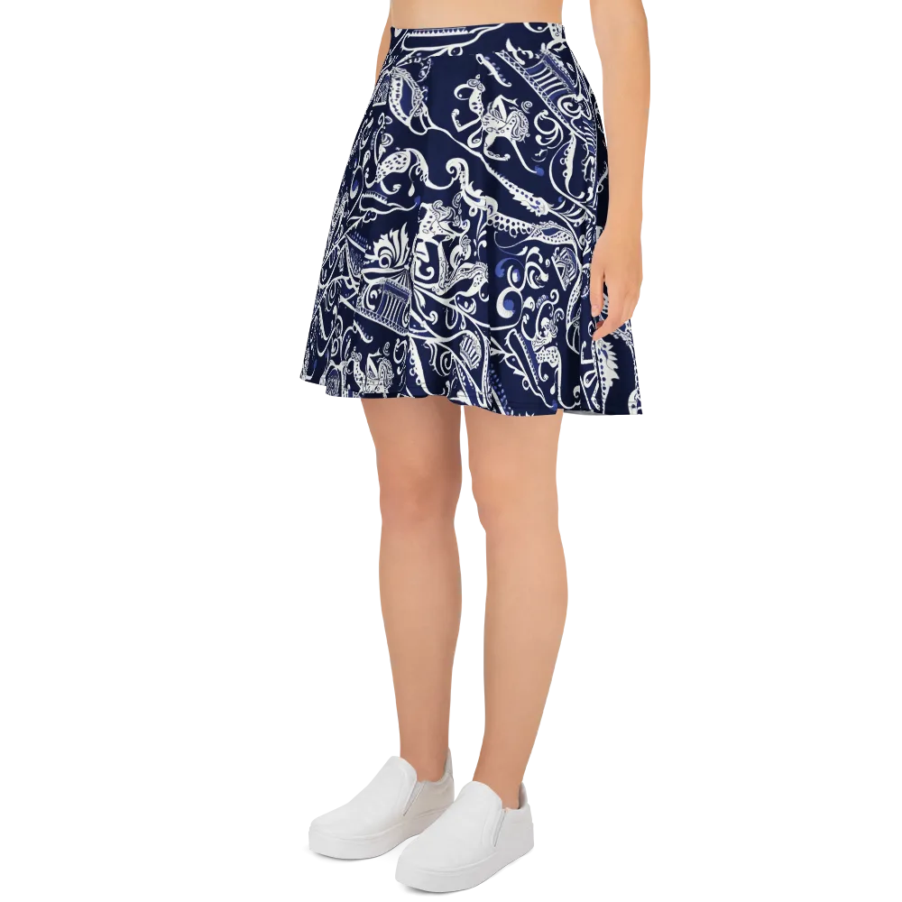 Navy Circus on Skater Skirt — Left