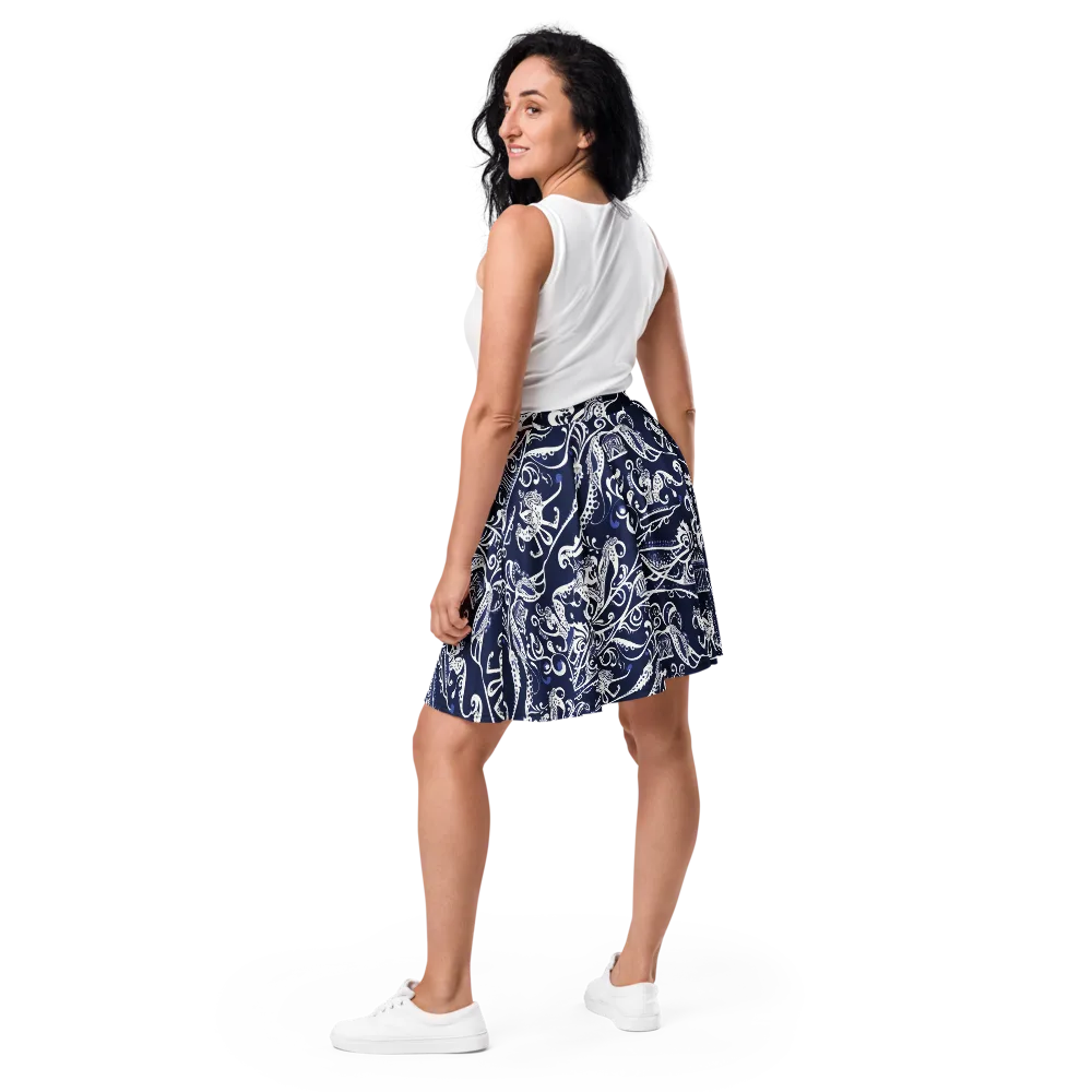 Navy Circus on Skater Skirt — Back