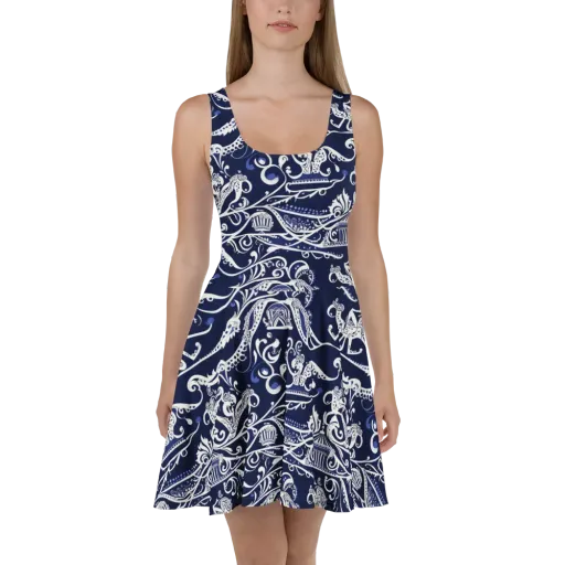 Navy Circus on a Skater Dress