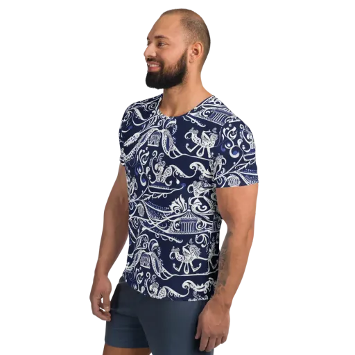 Navy Circus on a Men's Athletic T-Shirt