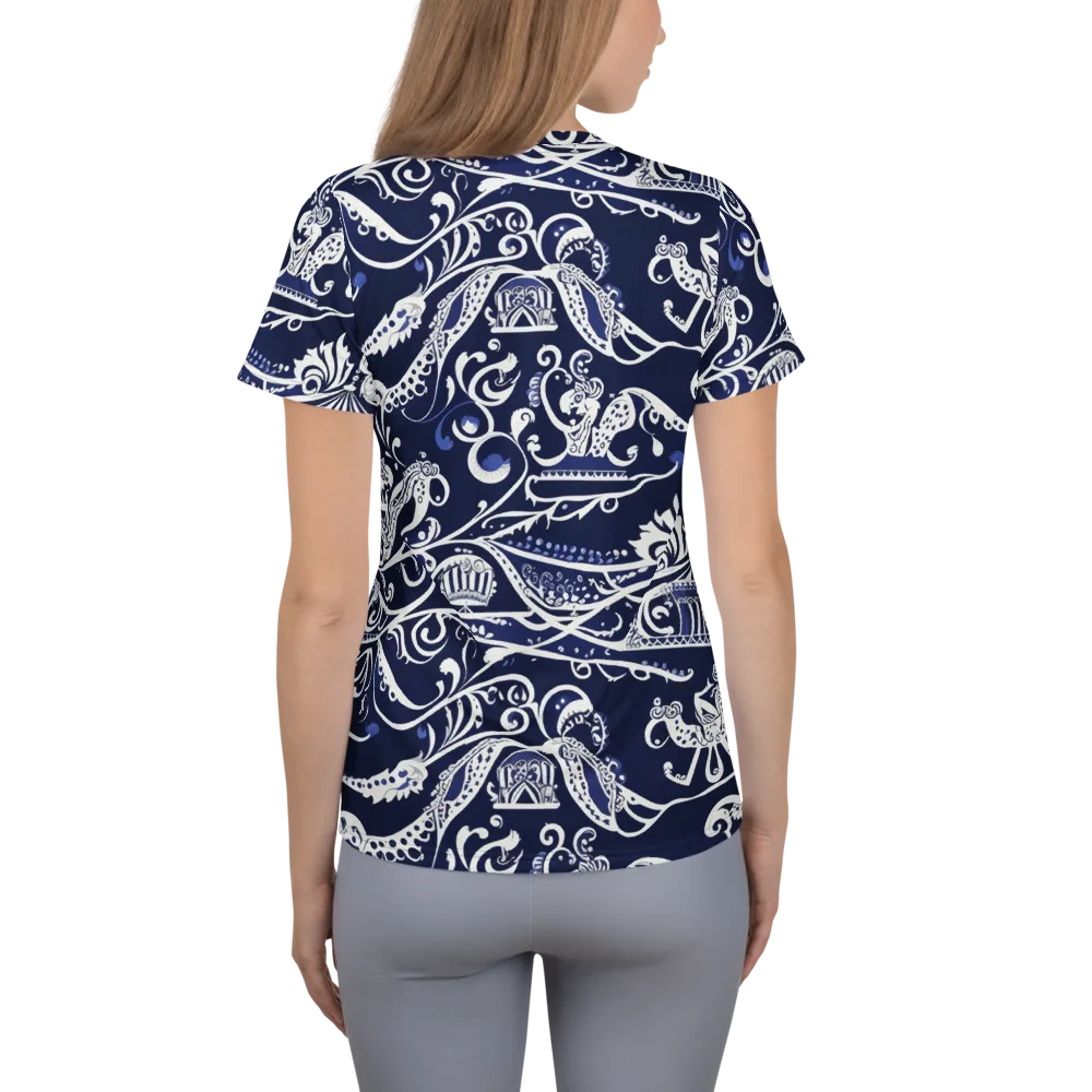 Navy Circus on Women's Athletic T-Shirt — Back