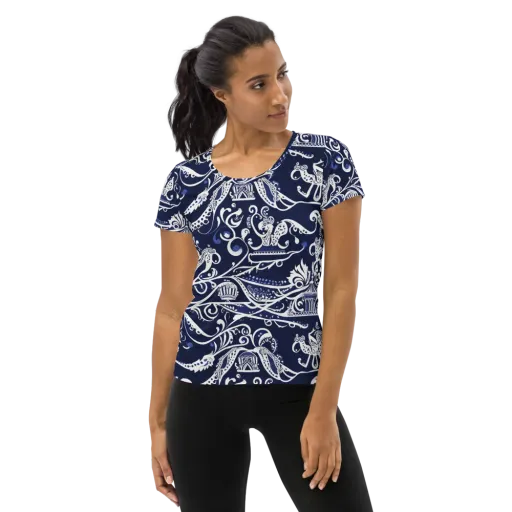 Navy Circus on a Women's Athletic T-Shirt