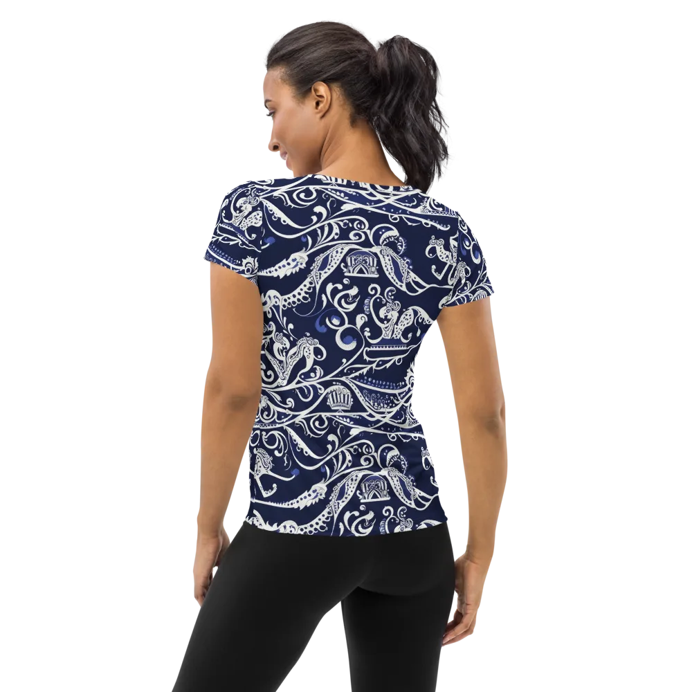 Navy Circus on Women's Athletic T-Shirt — Back