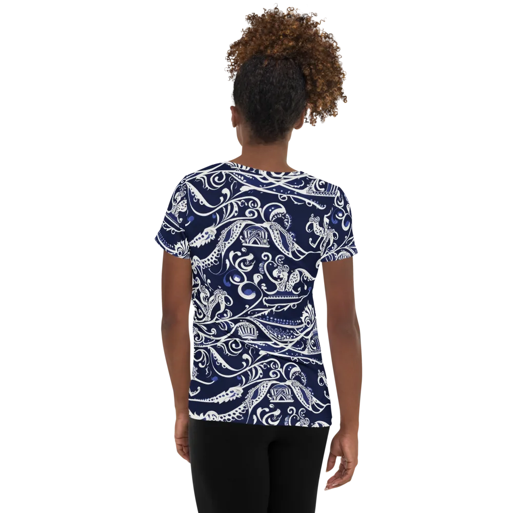Navy Circus on Women's Athletic T-Shirt — Back