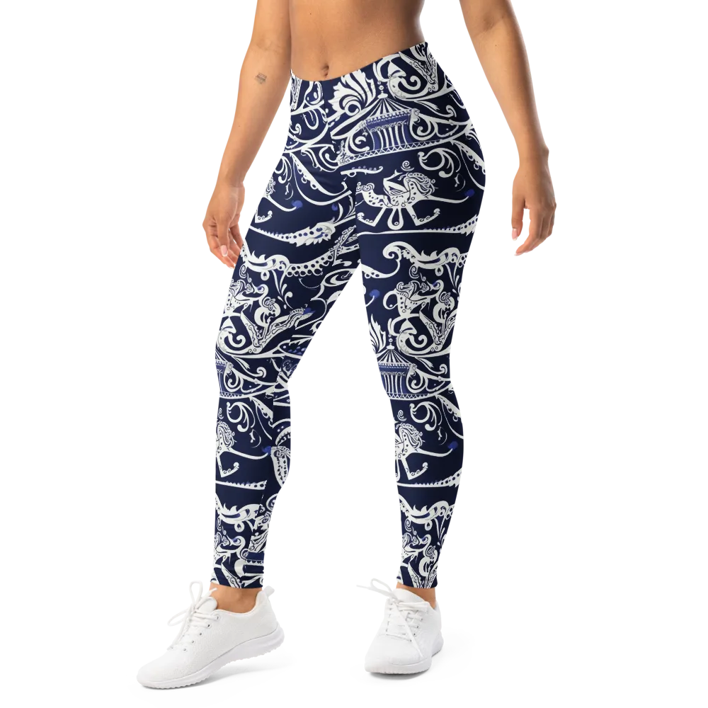 Navy Circus on Leggings — Left Front